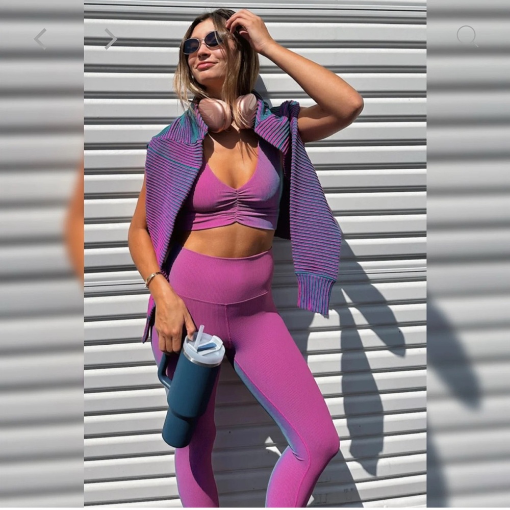 Beach Riot Vibrant Pink and Purple Leggings Set